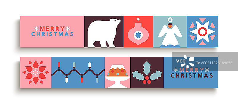 圣诞节简约民俗风banner套装图片素材