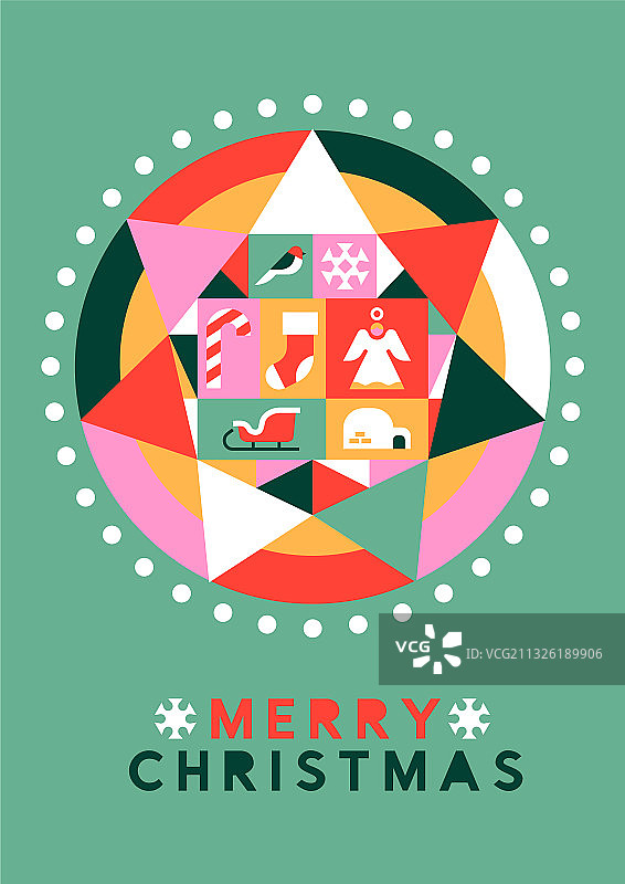 圣诞节几何图标星星装饰卡片图片素材