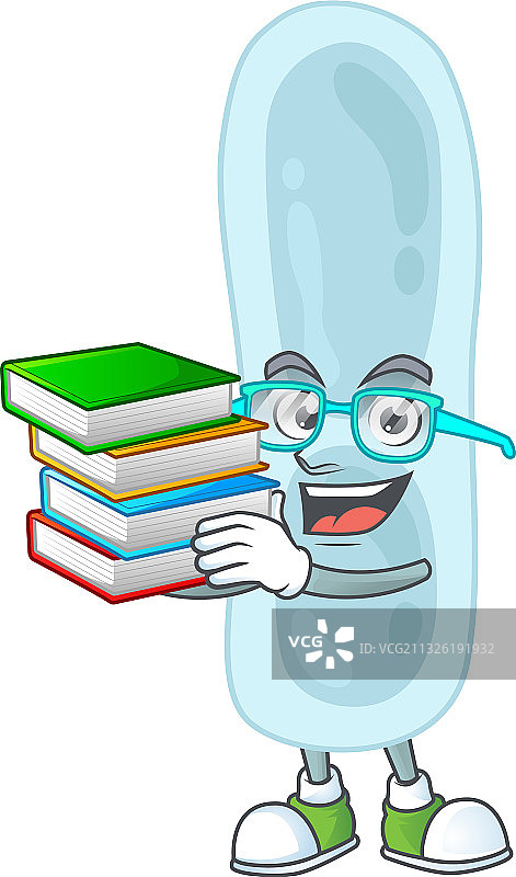 有书本的肺炎克雷伯菌学生吉祥物图片素材