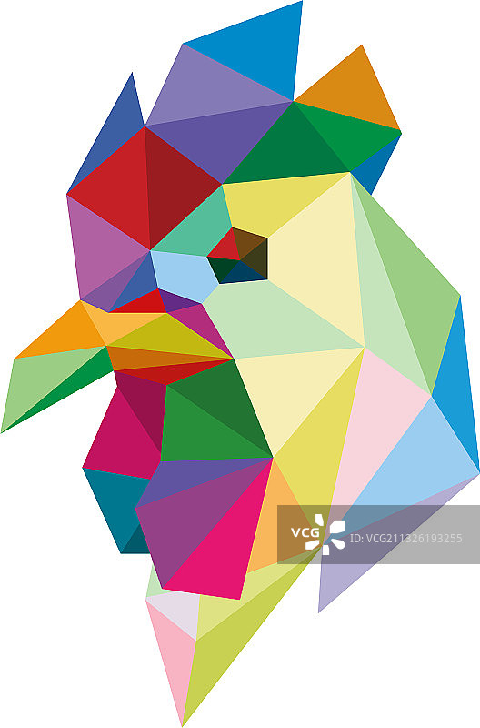 多边形几何风格的公鸡图片素材