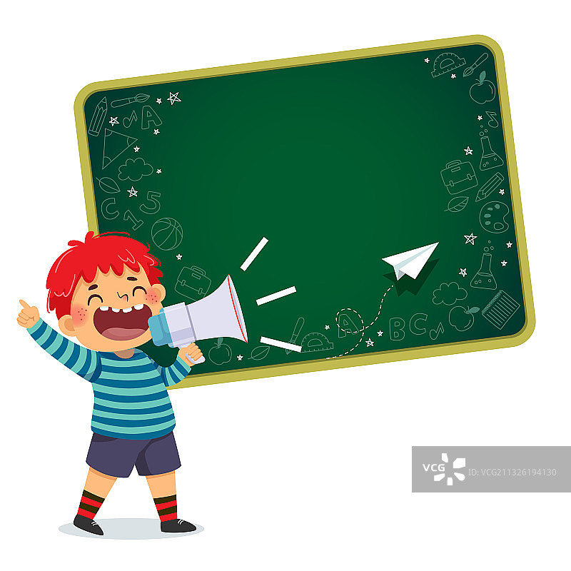 男孩用扩音器尖叫图片素材