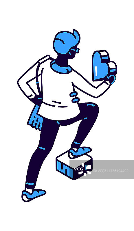 年轻男人手捧爱心（2.5D）图片素材