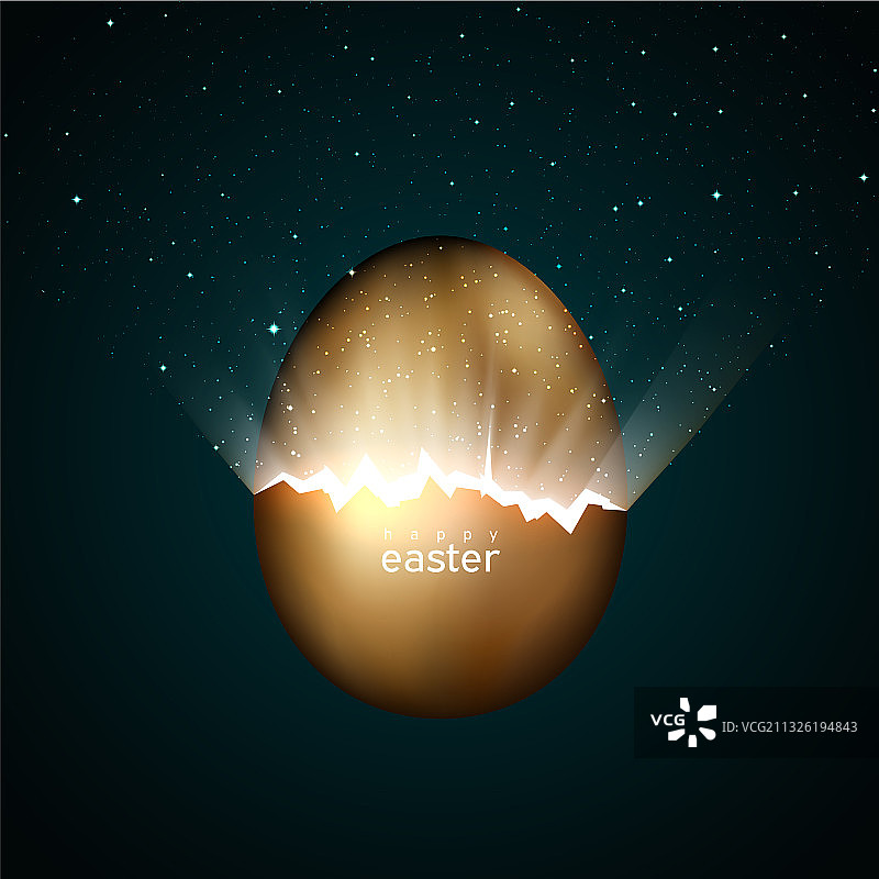 破裂的金色复活节彩蛋图片素材