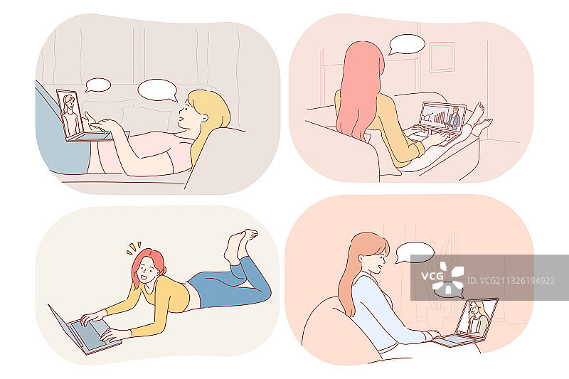 在线交流聊天电子学习概念图片素材