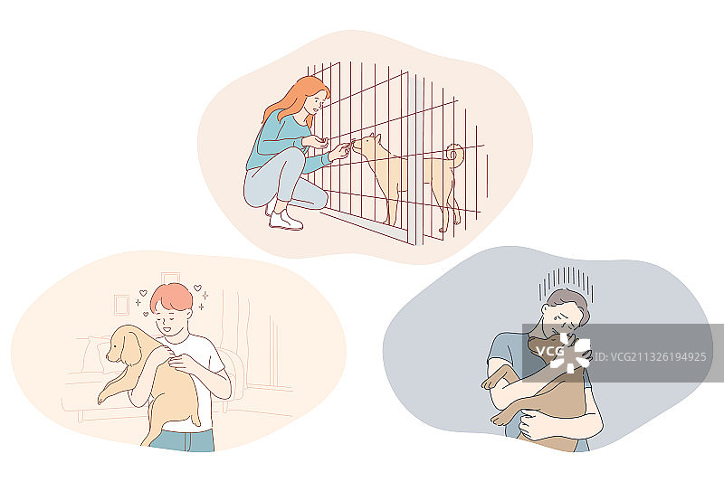 从收容所领养犬只的志愿者活动图片素材