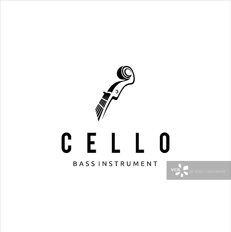 大提琴或低音谱号乐器标志设计图片素材