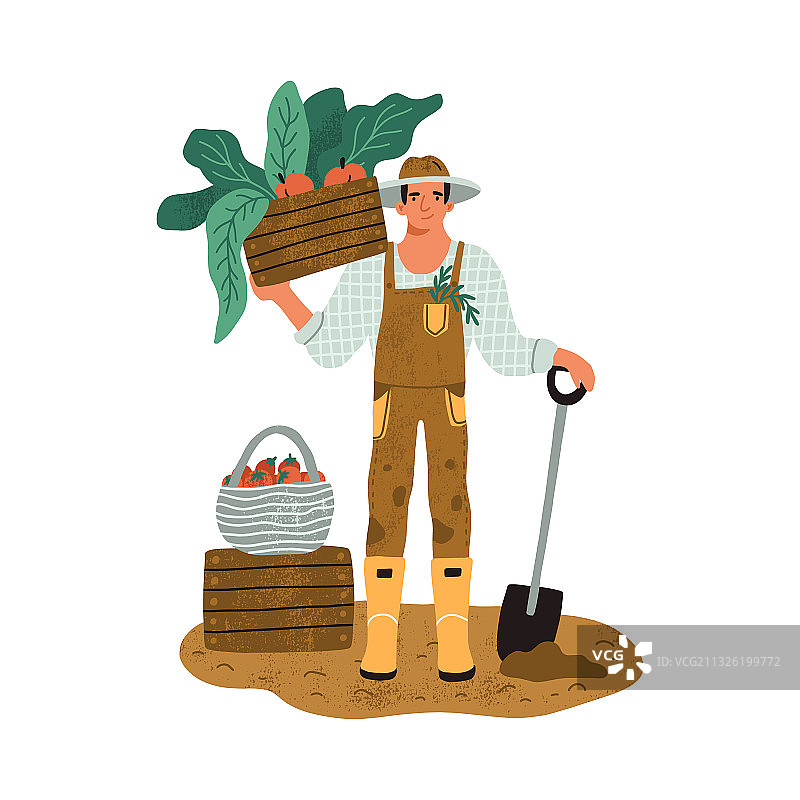 手捧农作物的年轻农民图片素材