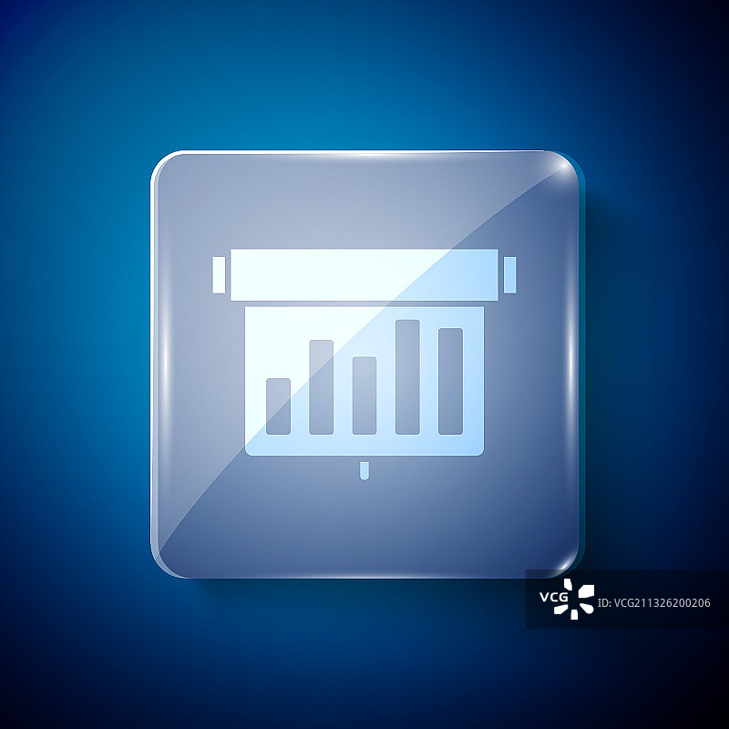 蓝色背景上的带有图表图标的白色板图片素材