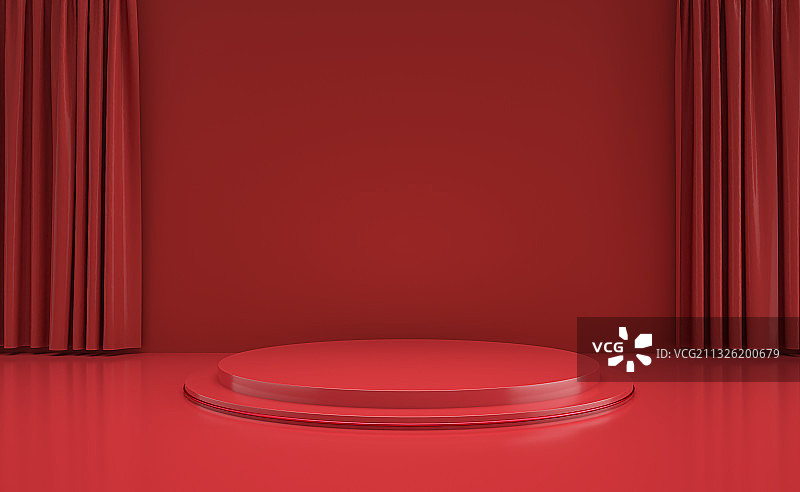 红色三维产品展台背景图片素材