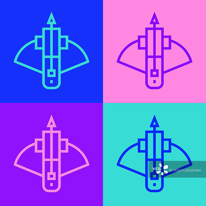 波普风战斗弩弓箭头线条图标图片素材