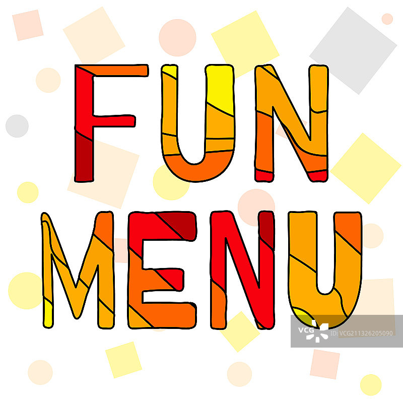 有趣的菜单 - 彩色卡通趣味文字图片素材