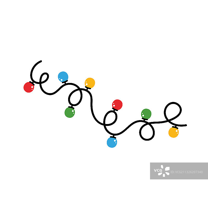 缠绕的彩色圣诞灯饰图片素材