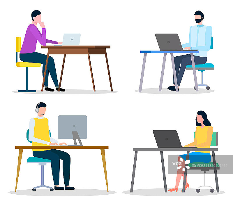 使用笔记本电脑的工作场所场景图片素材