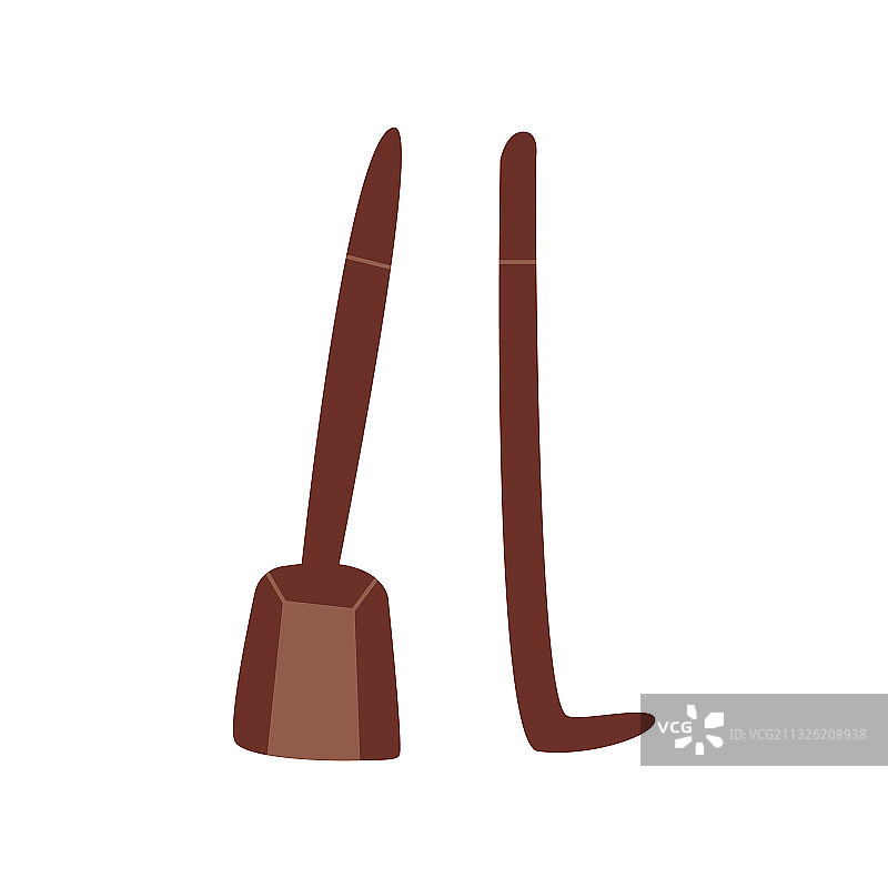 簸箕和拨火棍手绘图片素材