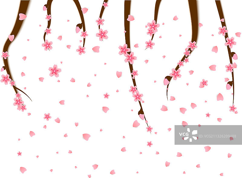 樱花树枝飞溅图片素材