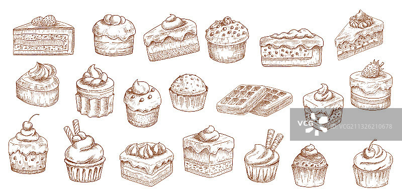 蛋糕草图图标糕点甜点面包店糖果图片素材