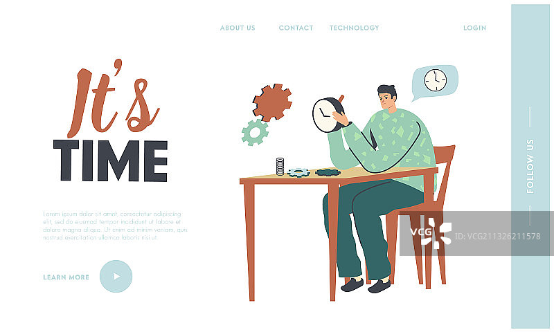 修理手表或钟表的钟表匠角色图片素材