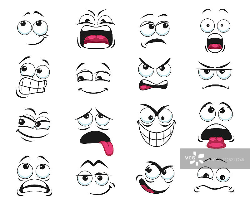 卡通面部表情独立图标集图片素材