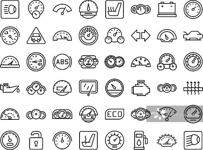 汽车仪表盘描边风格图标集图片素材