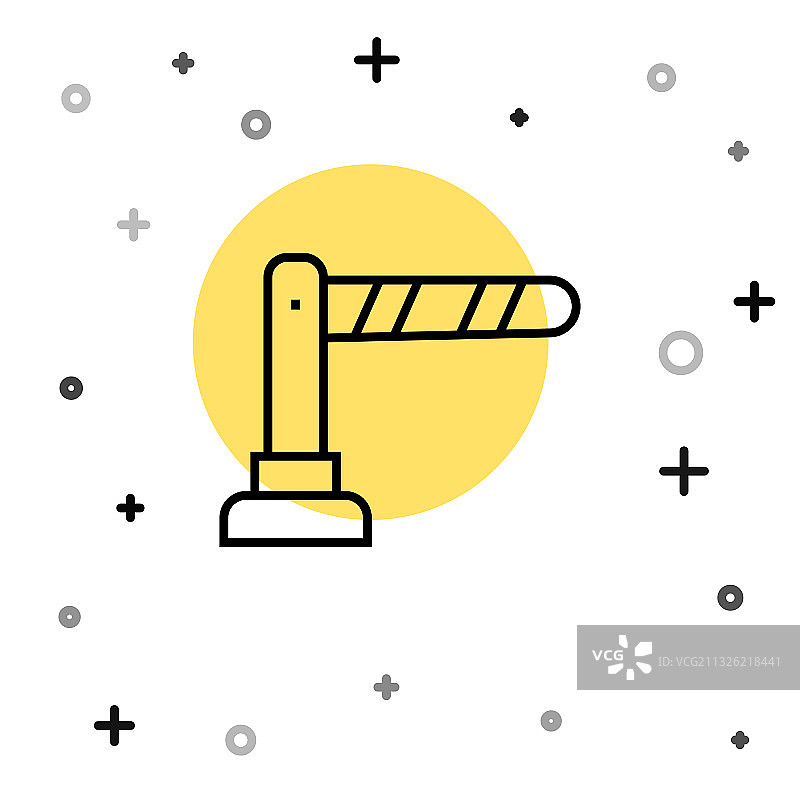 白色背景上的黑色线条铁路道口栏杆图标图片素材