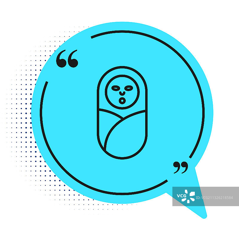 黑色线条新生儿襁褓图片素材