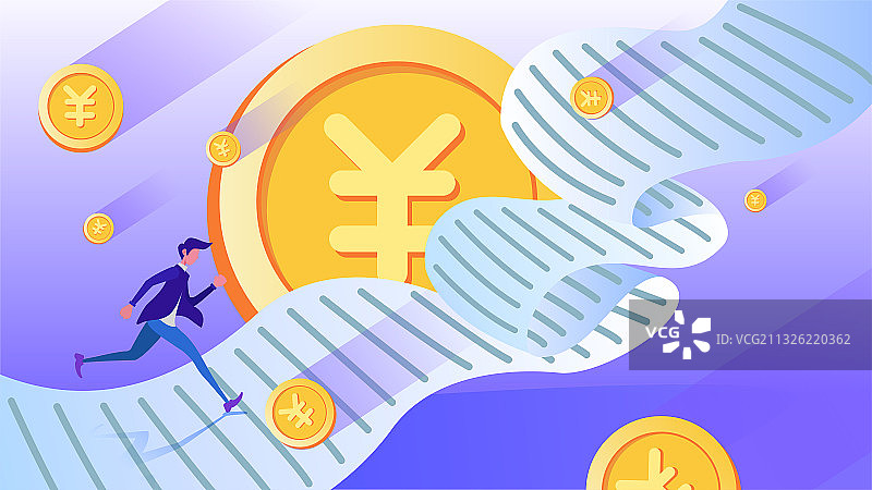 账单上奔跑的男人图片素材