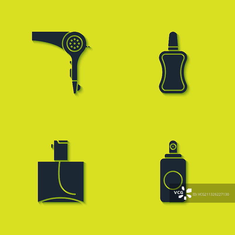 吹风机喷雾罐香水和指甲油图片素材