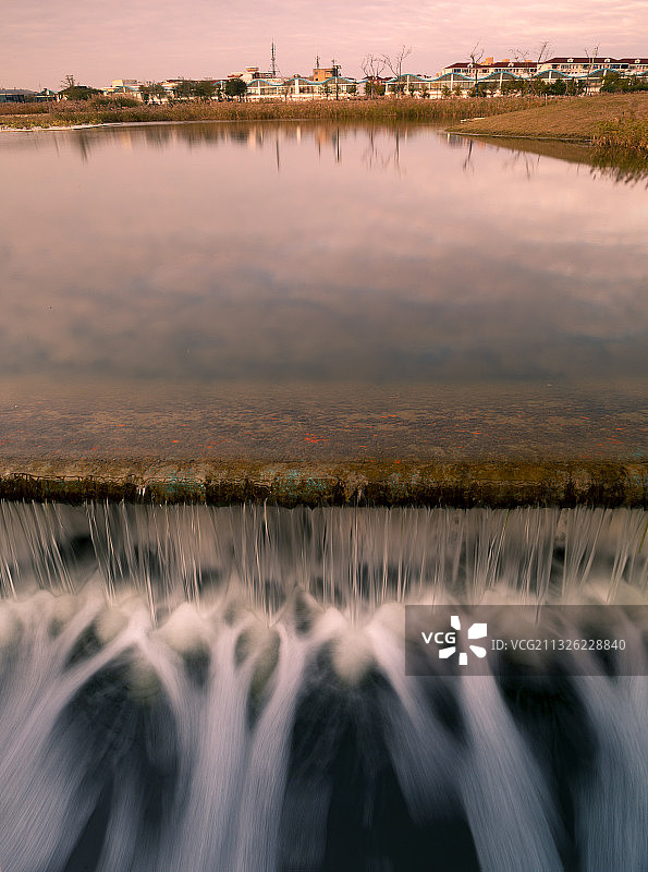 上海市金山区鹦鹉洲湿地公园晚霞图片素材