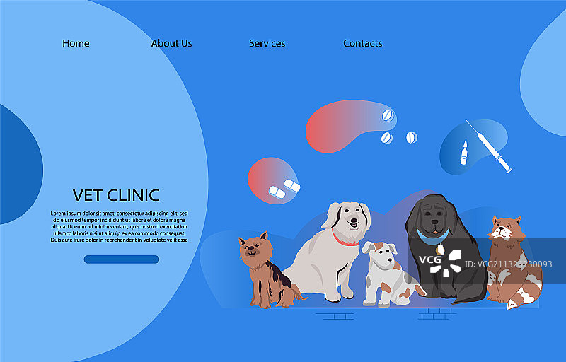 宠物诊所网站banner扁平设计图片素材