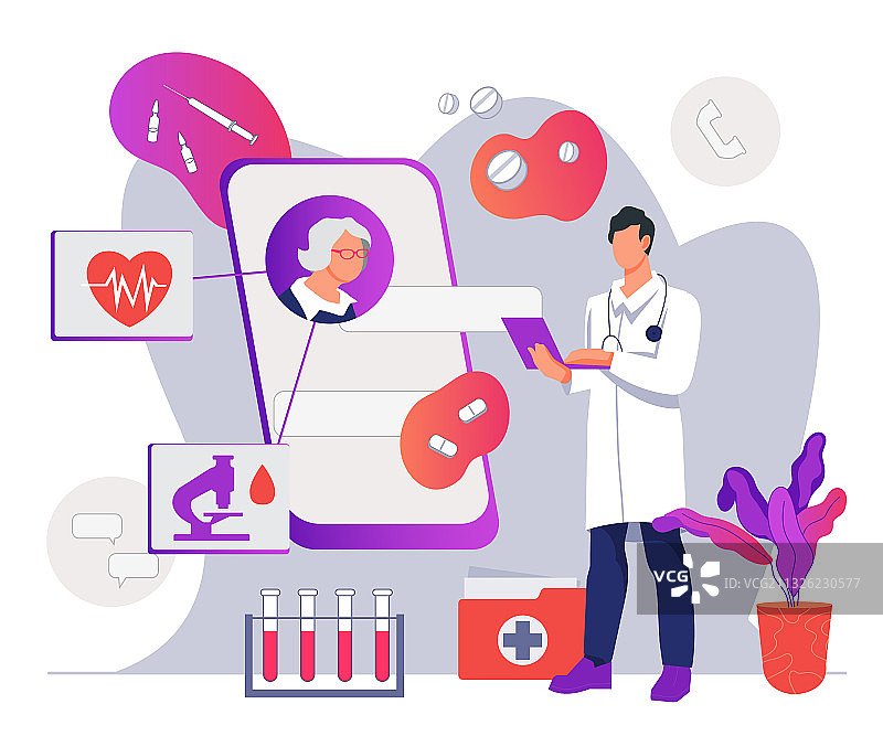 在线医生为糖尿病患者提供咨询图片素材