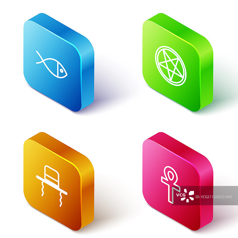 2.5D基督教鱼五角星图案图片素材