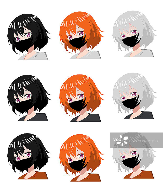 动漫面具女孩图片素材