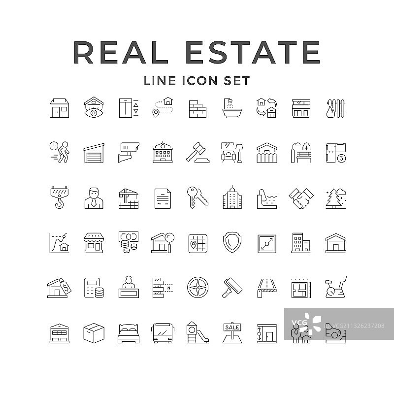 房地产线性图标合集图片素材