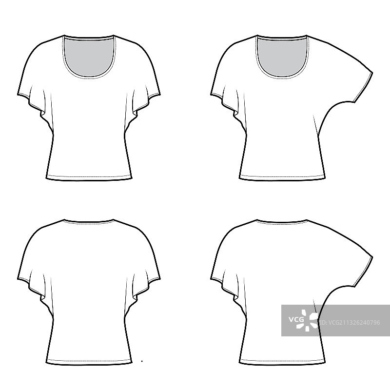 中袖蝙蝠衫上衣技术套装图片素材