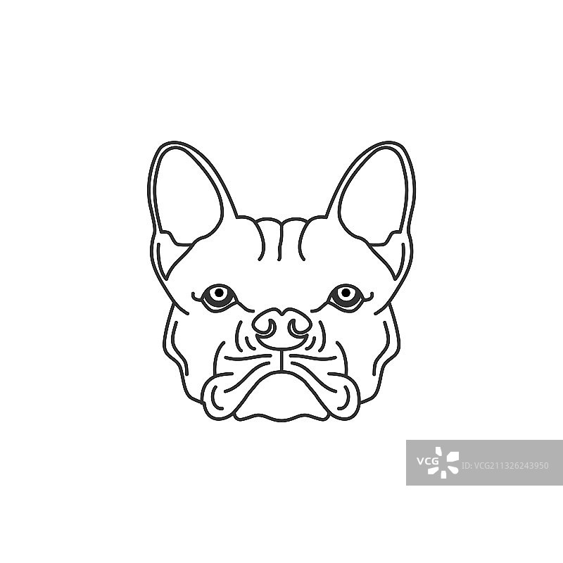 斗牛犬素描黑白Logo图片素材