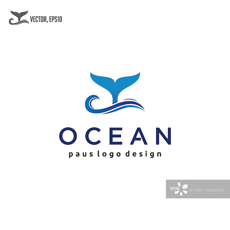 海浪与鲸鱼尾巴Logo设计图片素材