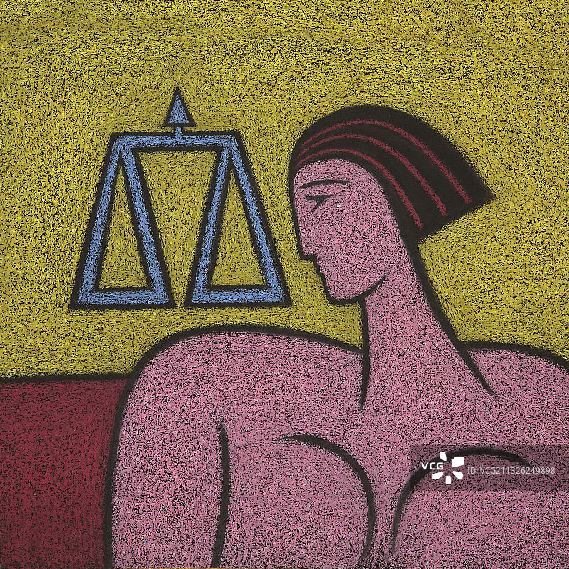 天秤座女性彩色画作插图图片素材