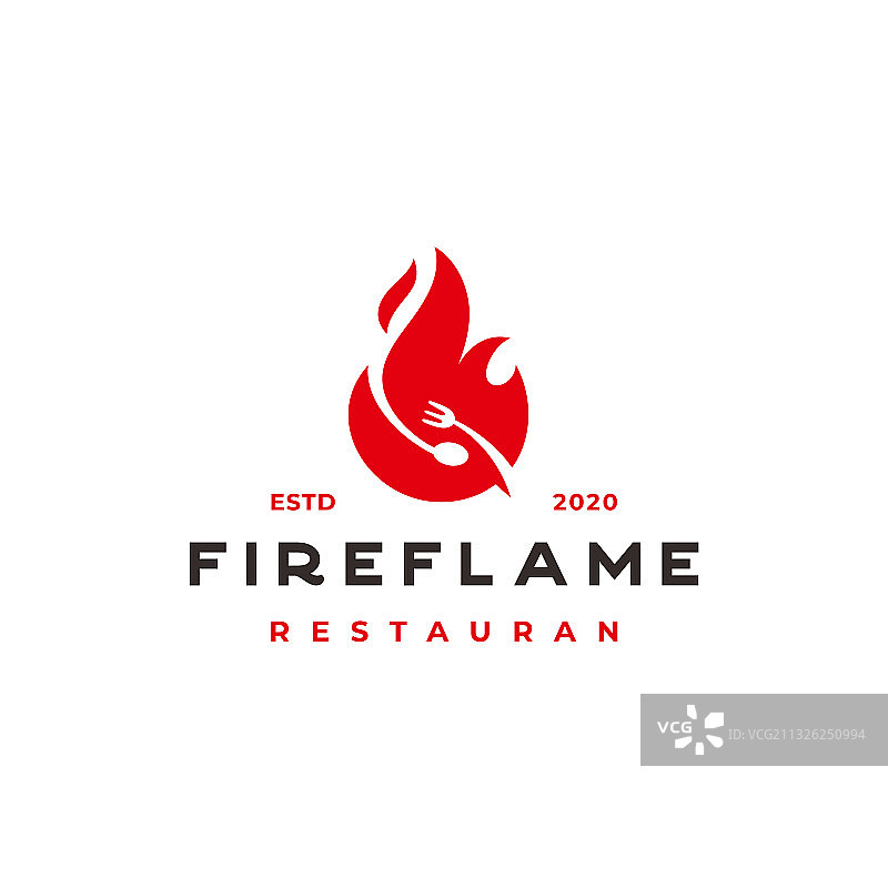 餐饮火焰与餐勺餐叉图片素材