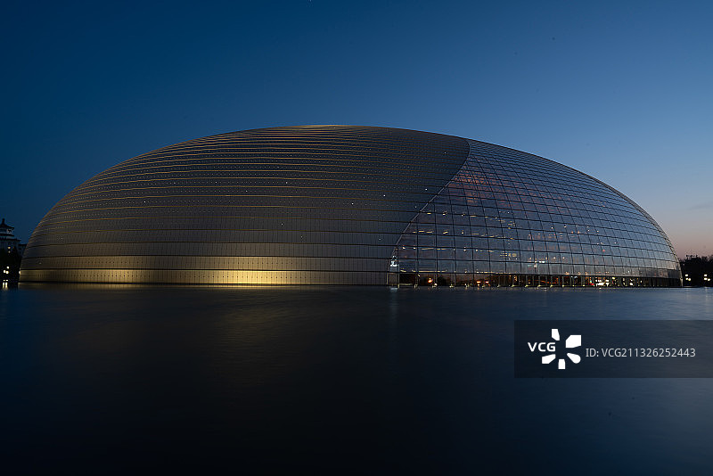 国家大剧院 外景 日落图片素材