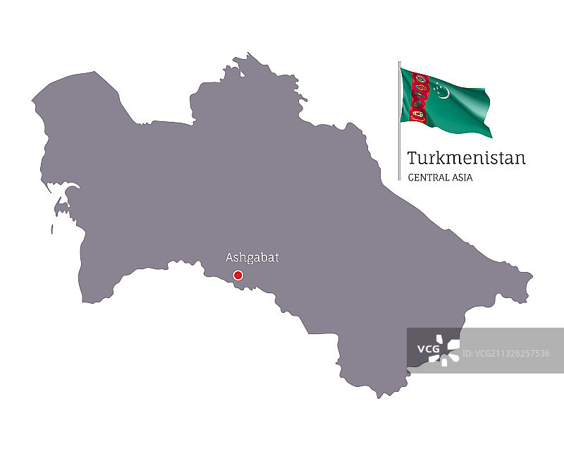 土库曼斯坦国家地图轮廓图片素材