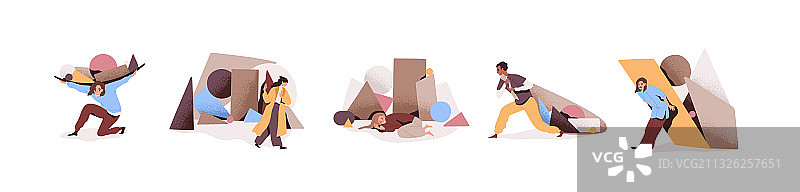 因工作负荷过重而悲伤疲惫的人们图片素材