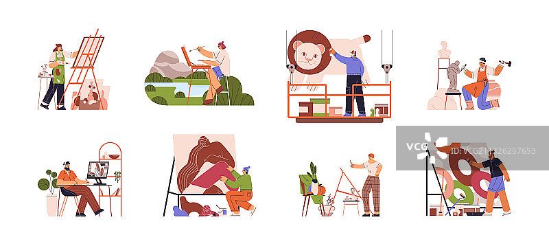 工作中的艺术家或创意人员图片素材