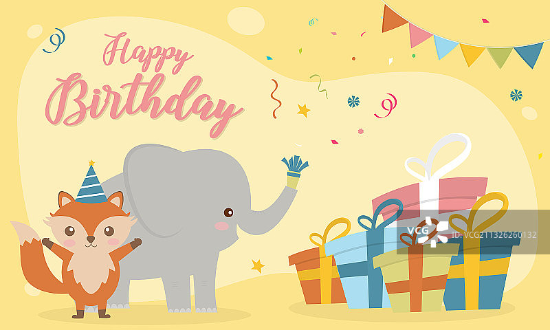 可爱动物生日贺卡图片素材