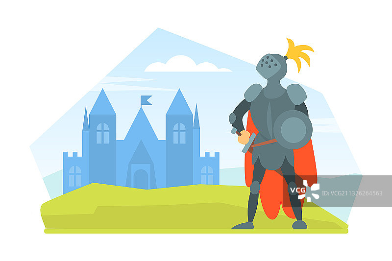 身着全套盔甲的中世纪骑士图片素材