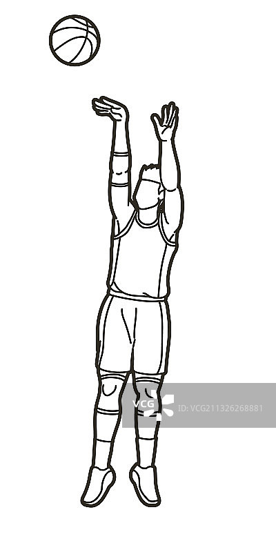 篮球运动员动作卡通轮廓图片素材