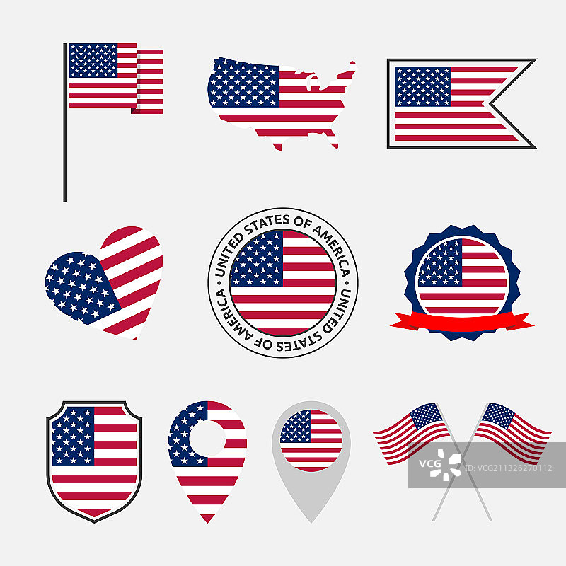 美国国旗图标集：国家象征图片素材