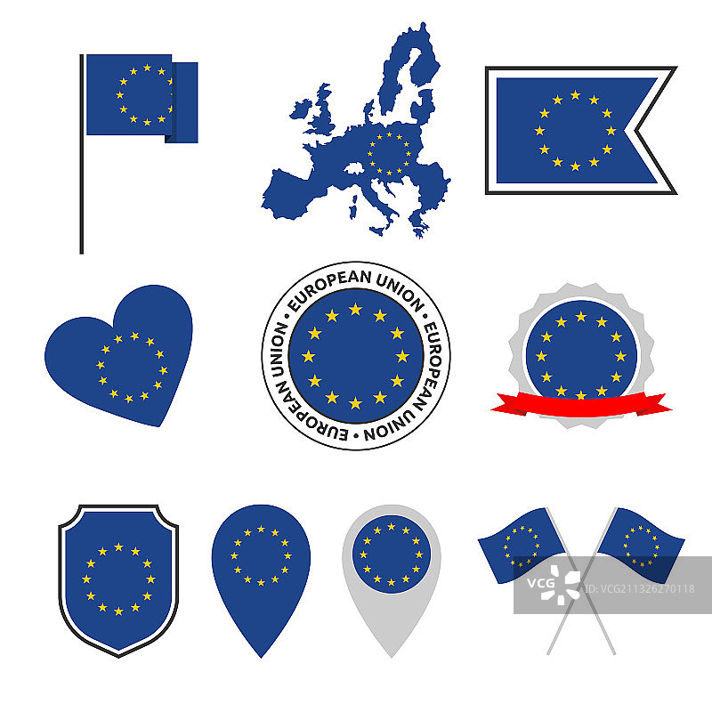 欧盟旗帜图标集图片素材