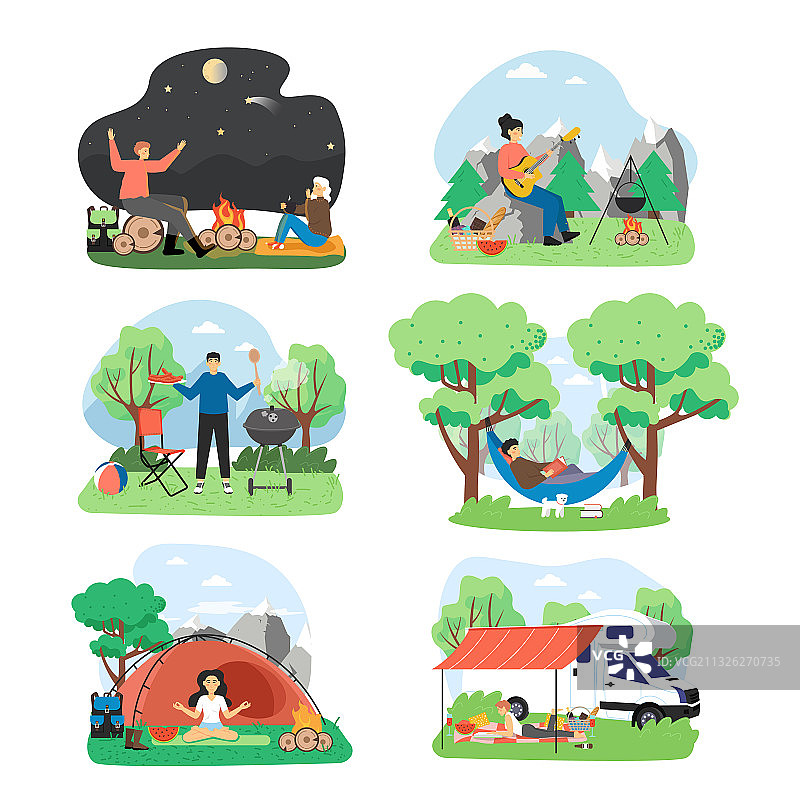 夏季烧烤野餐场景图片素材