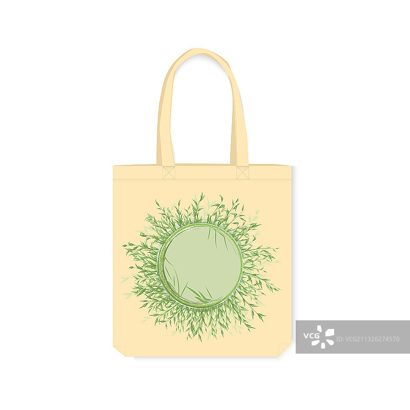 印花环保袋与草地图片素材