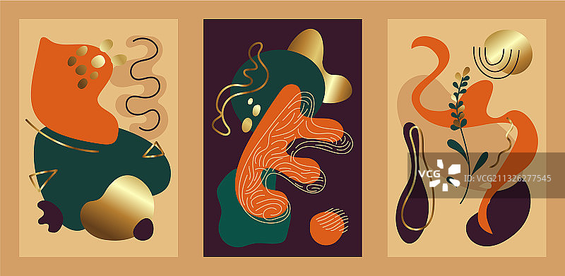 金色秋色抽象卡片图片素材